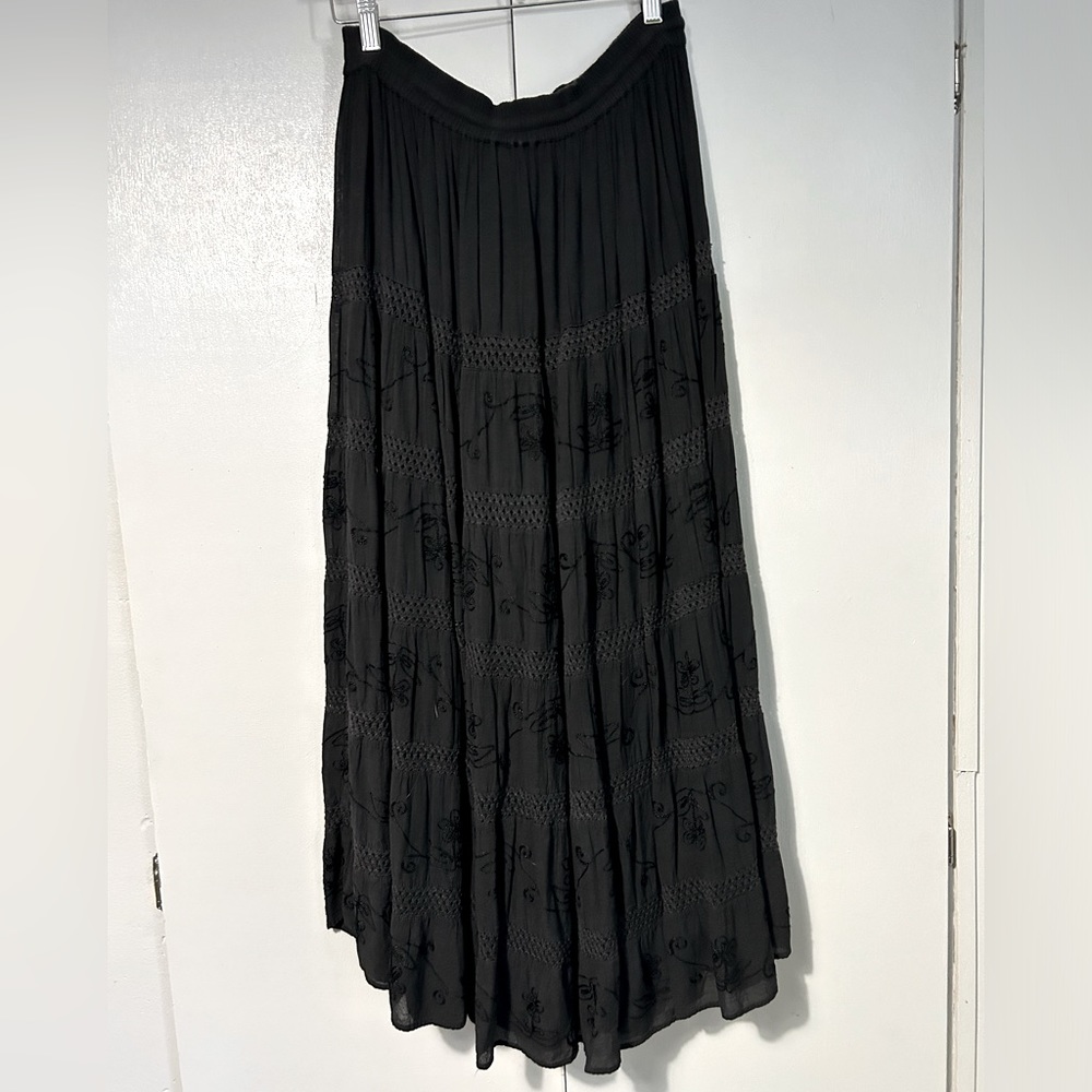Vintage embroidered boho maxi skirt